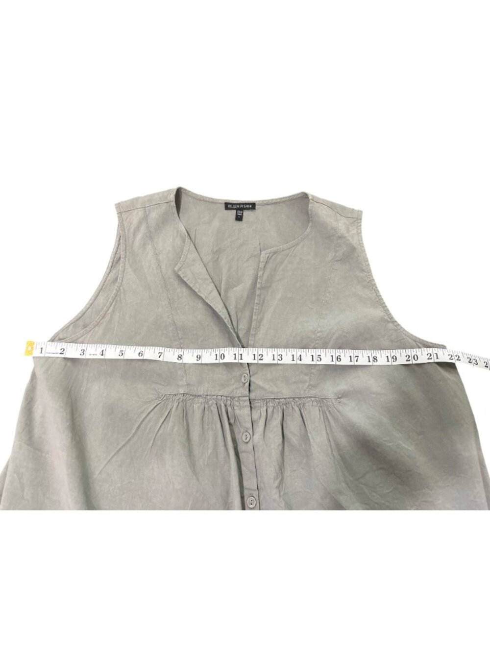 Eileen Fisher Womens Size L Dress Gray Sleeveless Linen Button-Up Italian Fabric - Picture 5 of 8
